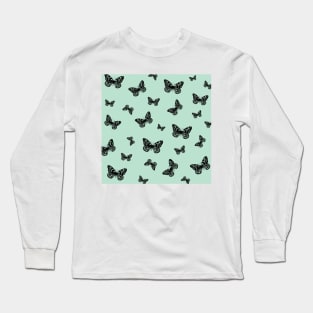 Blue scattered butterfly pattern Long Sleeve T-Shirt